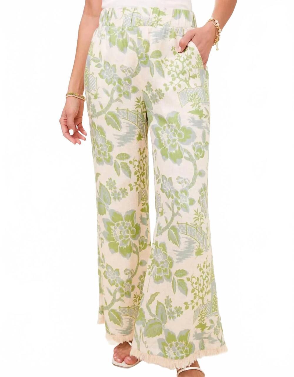 NEW SPARTINA 449 resort fringe palazzo pants in surf green